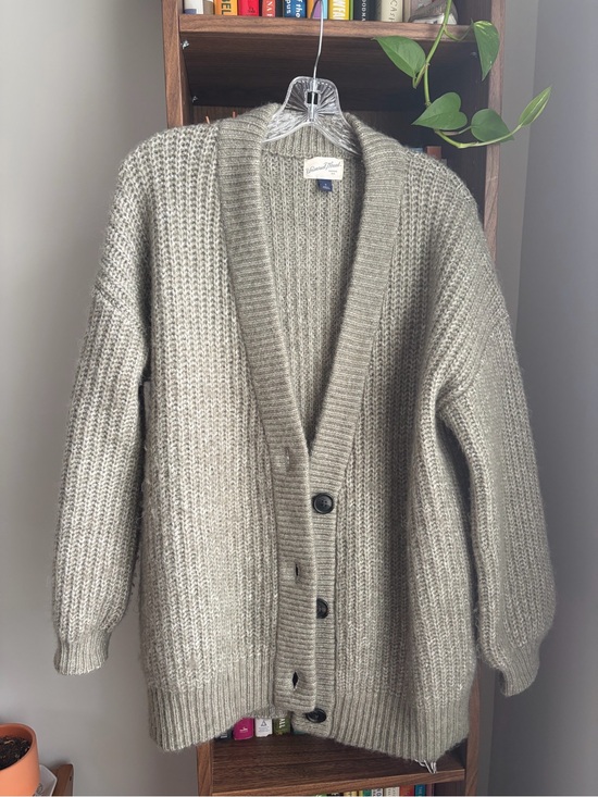 Universal Thread Sweaters - Universal Thread Chunky Knit Button-Front Cardigan Sweater - Taupe/green